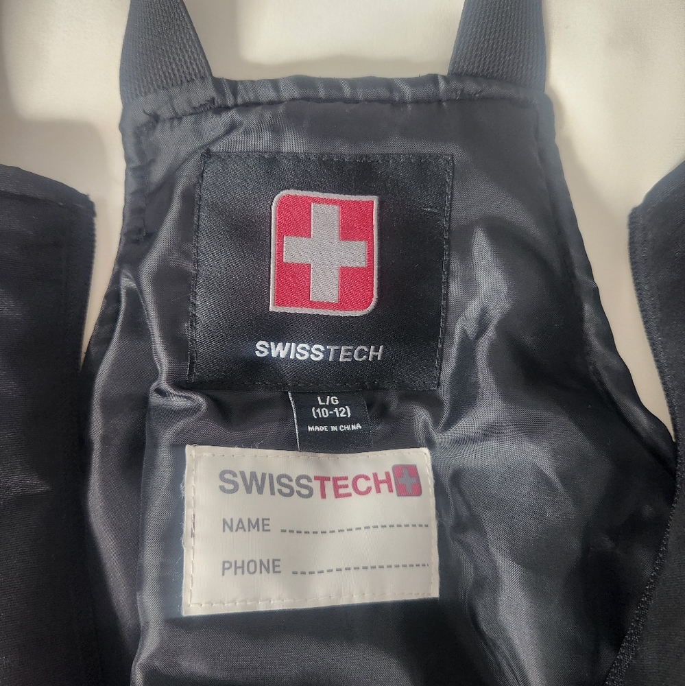 Black SWISS TECH Insulated Snow Bib Overalls - Picture 2 of 5